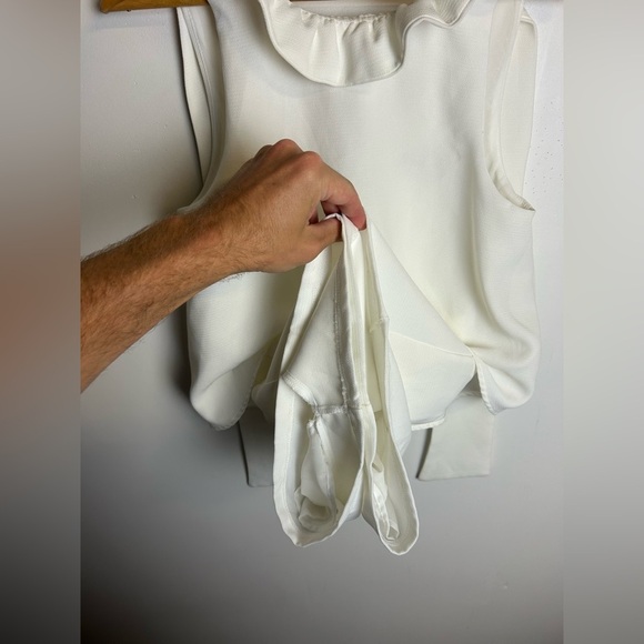 Do+Be Romper Old Money White Ruffle Sleeveless Career Professional Size S - Picture 6 of 15